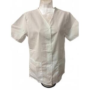SCRUB WEAR WOMENS SCRUB TOP SMALL‎ BUTTON DOWN WHITE